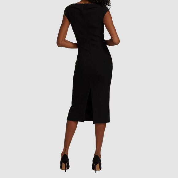MICHAEL KORS COLLECTION Black Stretch Boucle Crepe Portrait Sheath Dress, Size 4 - Picture 2 of 14